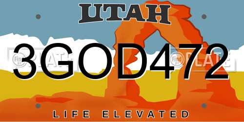3GOD472 Utah License Plate