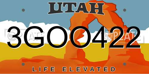 3GOO422 Utah License Plate