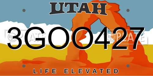 3GOO427 Utah License Plate