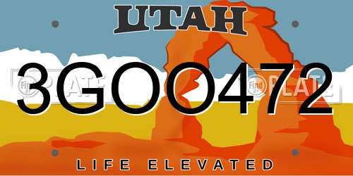 3GOO472 Utah License Plate