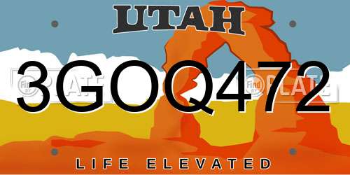 3GOQ472 Utah License Plate