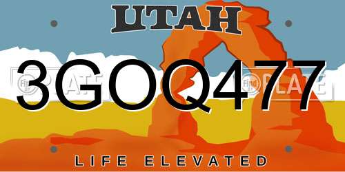 3GOQ477 Utah License Plate