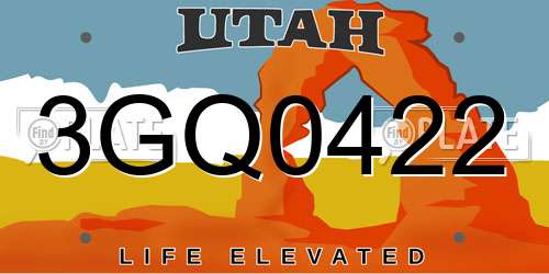 3GQ0422 Utah License Plate