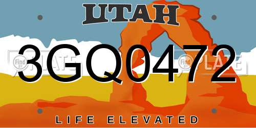 3GQ0472 Utah License Plate