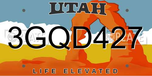 3GQD427 Utah License Plate
