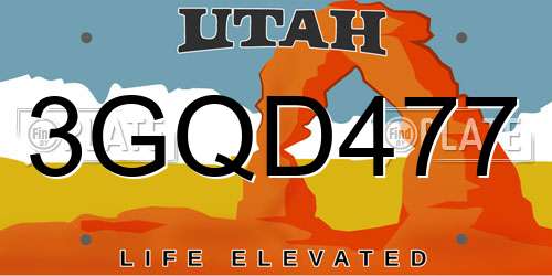 3GQD477 Utah License Plate