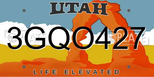 3GQO427 Utah License Plate