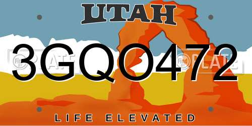 3GQO472 Utah License Plate