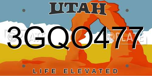 3GQO477 Utah License Plate