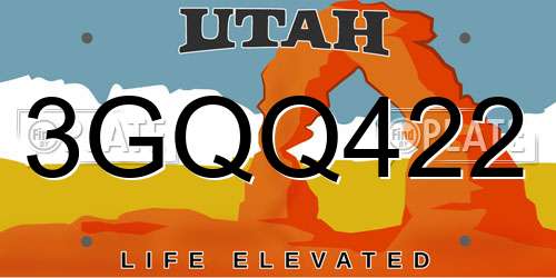3GQQ422 Utah License Plate