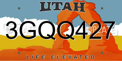 3GQQ427 Utah License Plate