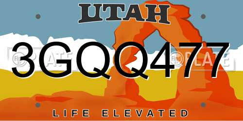 3GQQ477 Utah License Plate