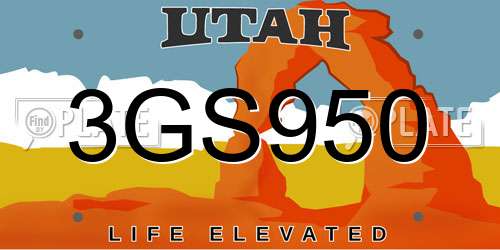 3GS950 Utah License Plate