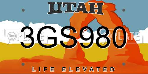 3GS980 Utah License Plate