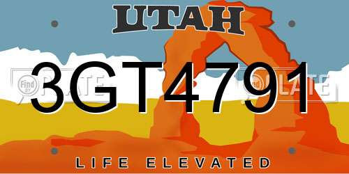 3GT4791 Utah License Plate