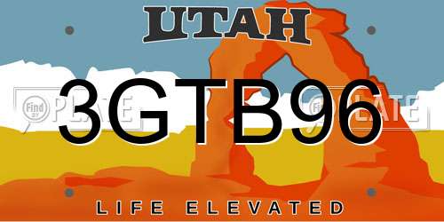 3GTB96 Utah License Plate