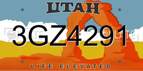 3GZ4291 Utah License Plate