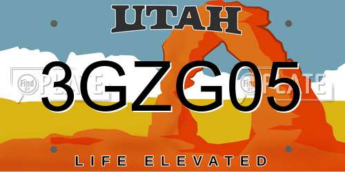 3GZG05 Utah License Plate
