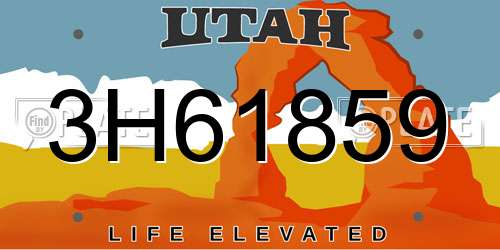 3H61859 Utah License Plate