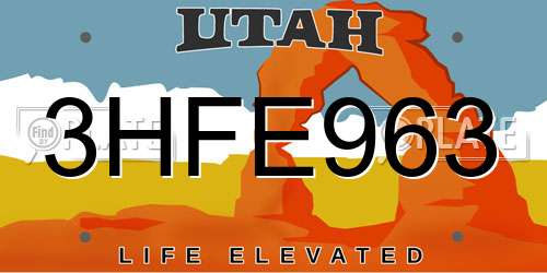 3HFE963 Utah License Plate