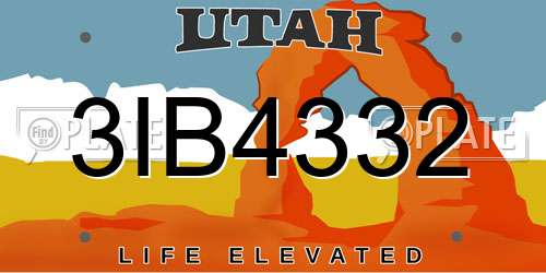 3IB4332 Utah License Plate