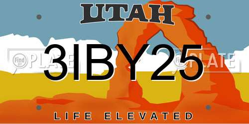 3IBY25 Utah License Plate