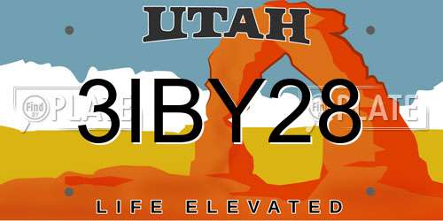 3IBY28 Utah License Plate