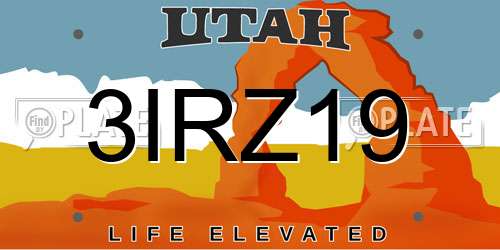 3IRZ19 Utah License Plate