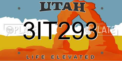 3IT293 Utah License Plate