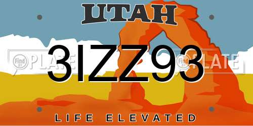 3IZZ93 Utah License Plate