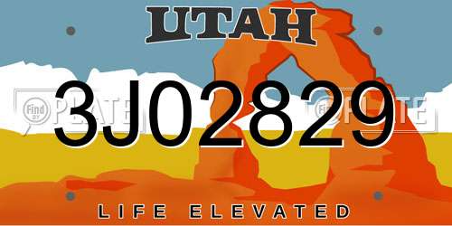 3J02829 Utah License Plate