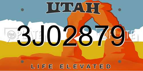 3J02879 Utah License Plate
