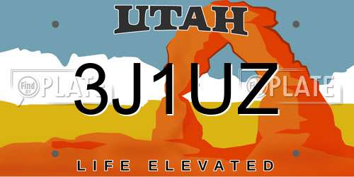 3J1UZ Utah License Plate