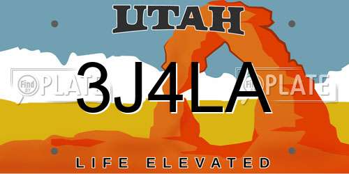 3J4LA Utah License Plate