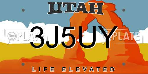 3J5UY Utah License Plate