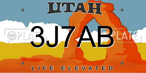 3J7AB Utah License Plate