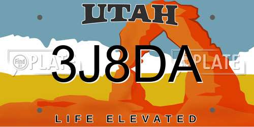 3J8DA Utah License Plate
