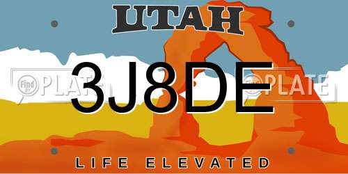 3J8DE Utah License Plate