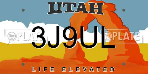 3J9UL Utah License Plate