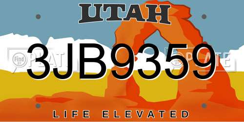 3JB9359 Utah License Plate