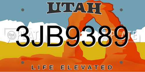 3JB9389 Utah License Plate