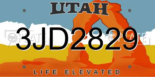 3JD2829 Utah License Plate