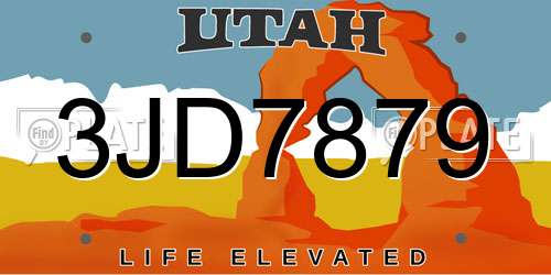 3JD7879 Utah License Plate