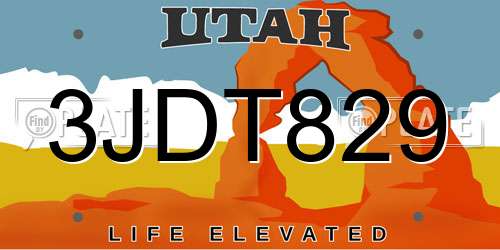 3JDT829 Utah License Plate