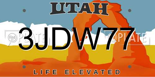 3JDW77 Utah License Plate