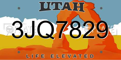 3JQ7829 Utah License Plate