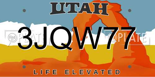 3JQW77 Utah License Plate