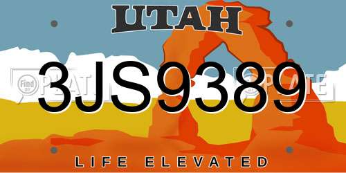 3JS9389 Utah License Plate
