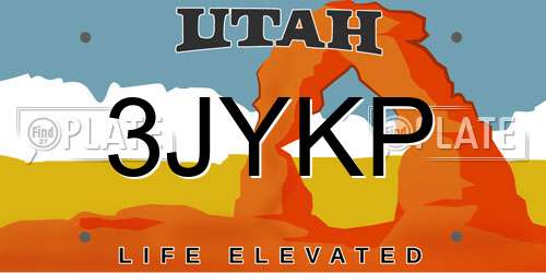 3JYKP Utah License Plate