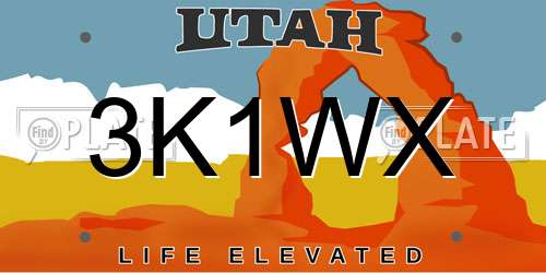 3K1WX Utah License Plate